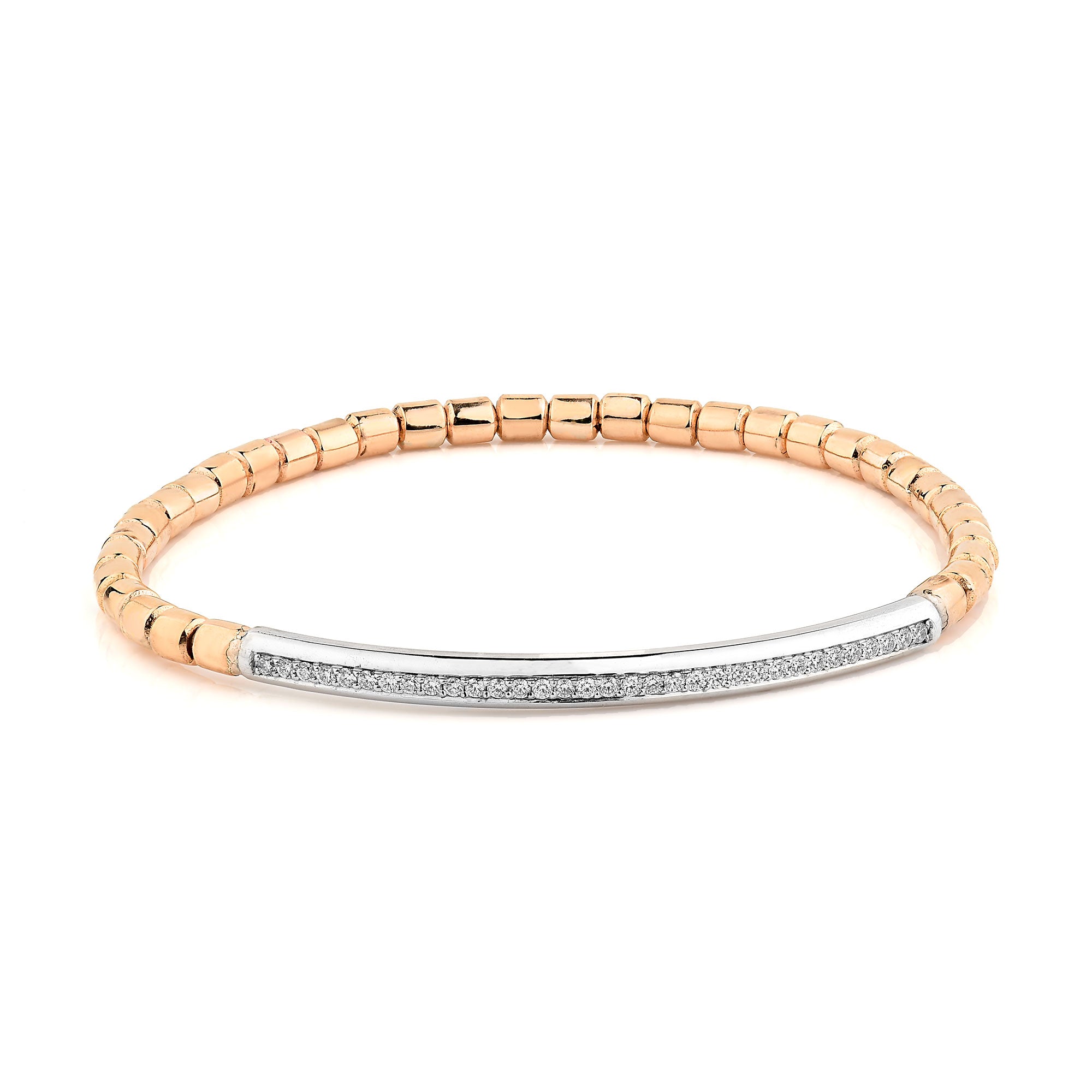 14K Rose Gold Cylinder Stretch Diamond Bracelet