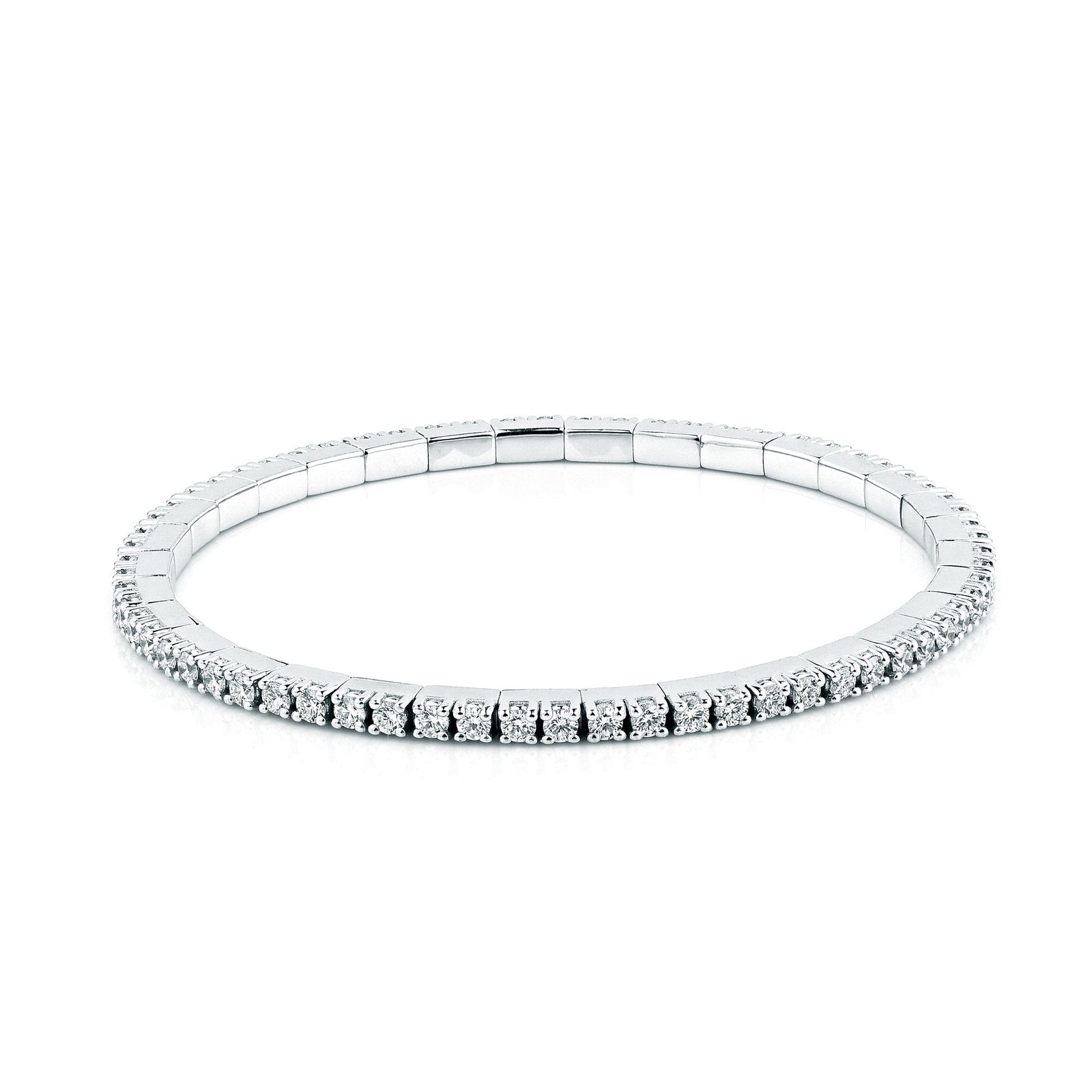 14K White Gold Stretch Lab Diamond Tennis Bracelet