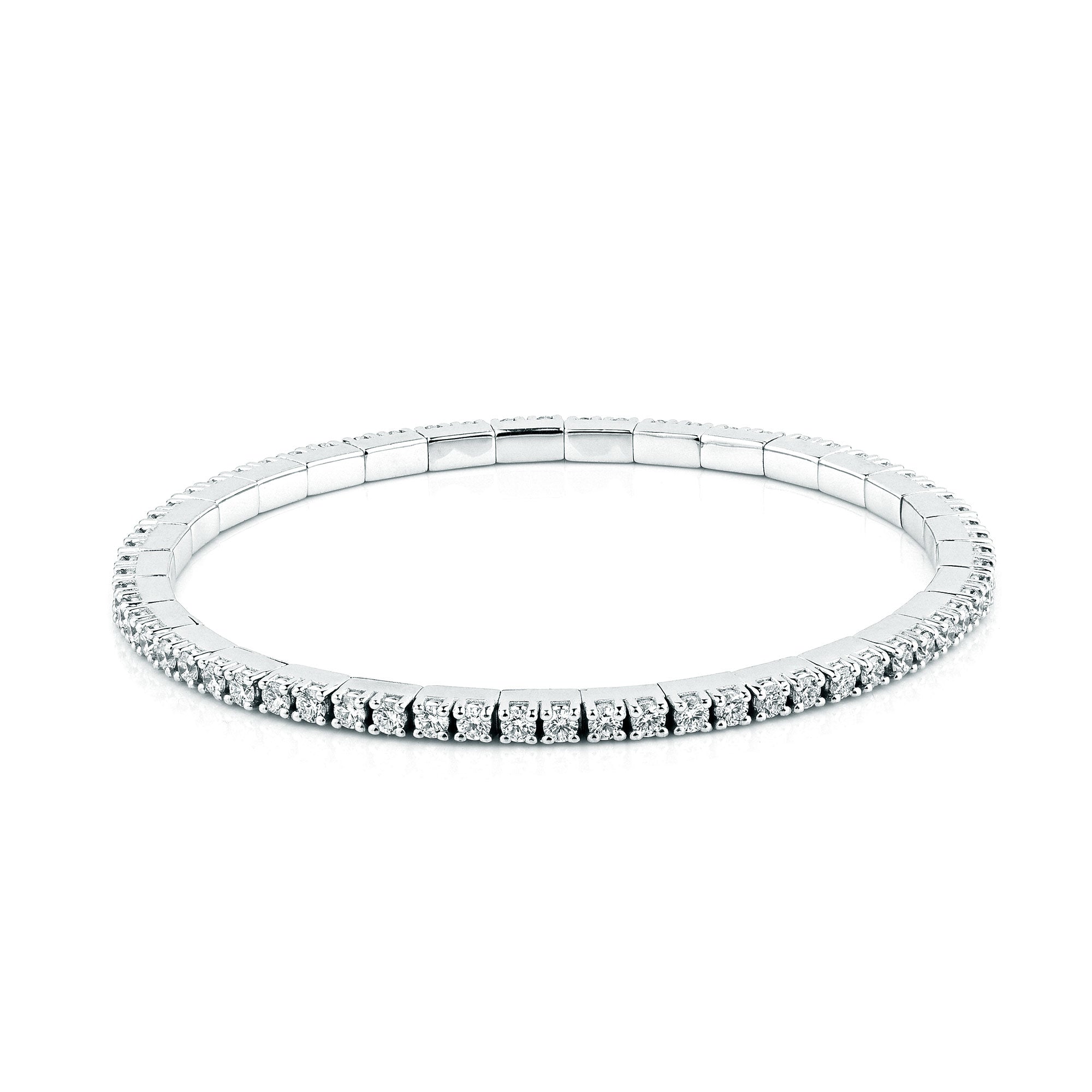 14K White Gold Stretch Lab Diamond Tennis Bracelet