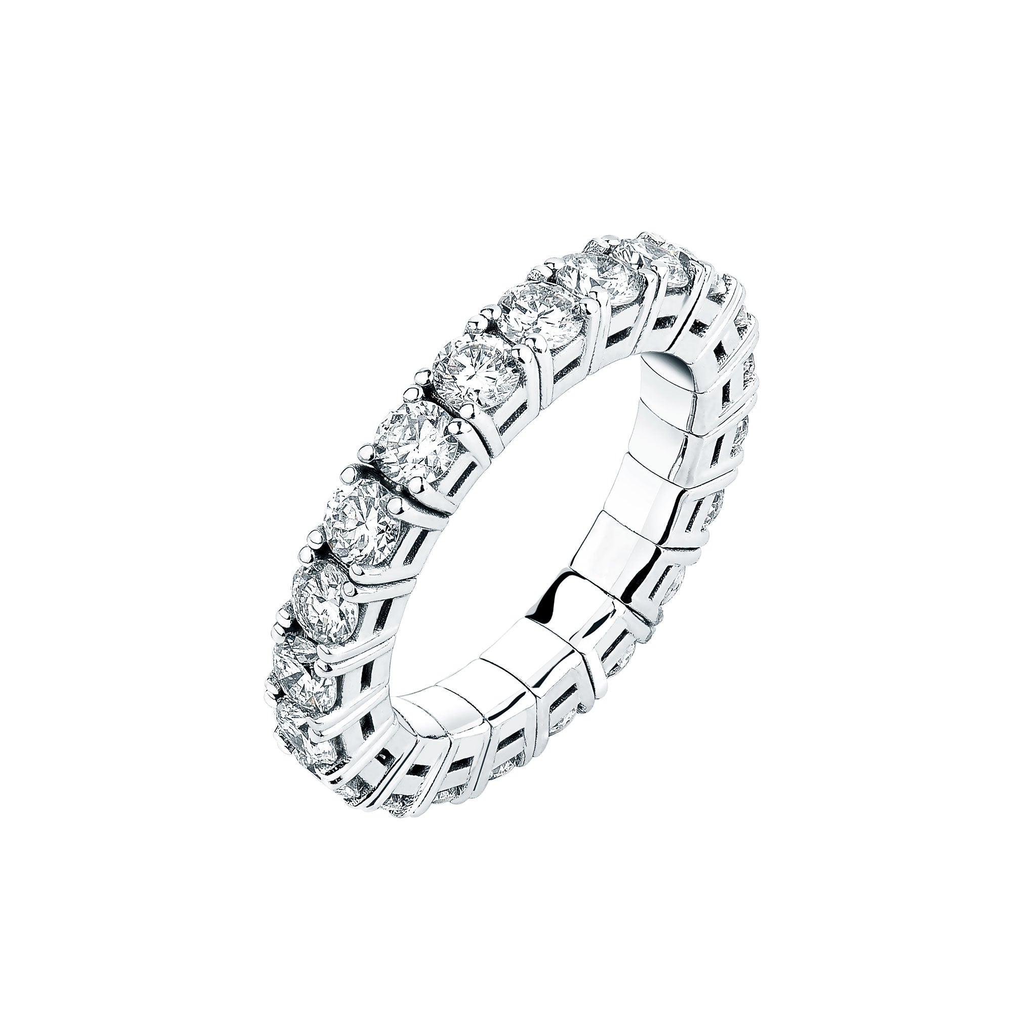 14K White Gold Elastic Lab Diamond Ring