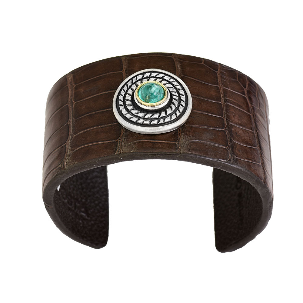 Emerald Leather Cuff