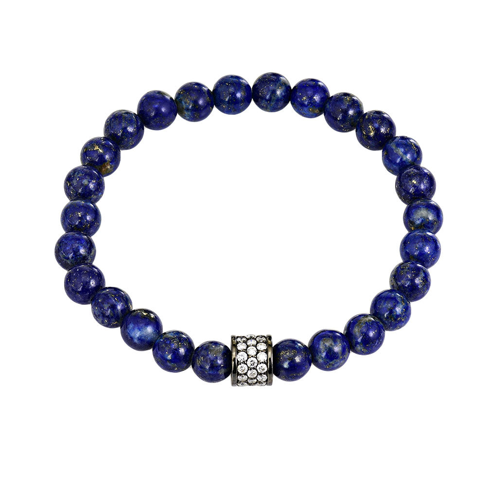 Blue Beaded Diamond Rondel Bracelet