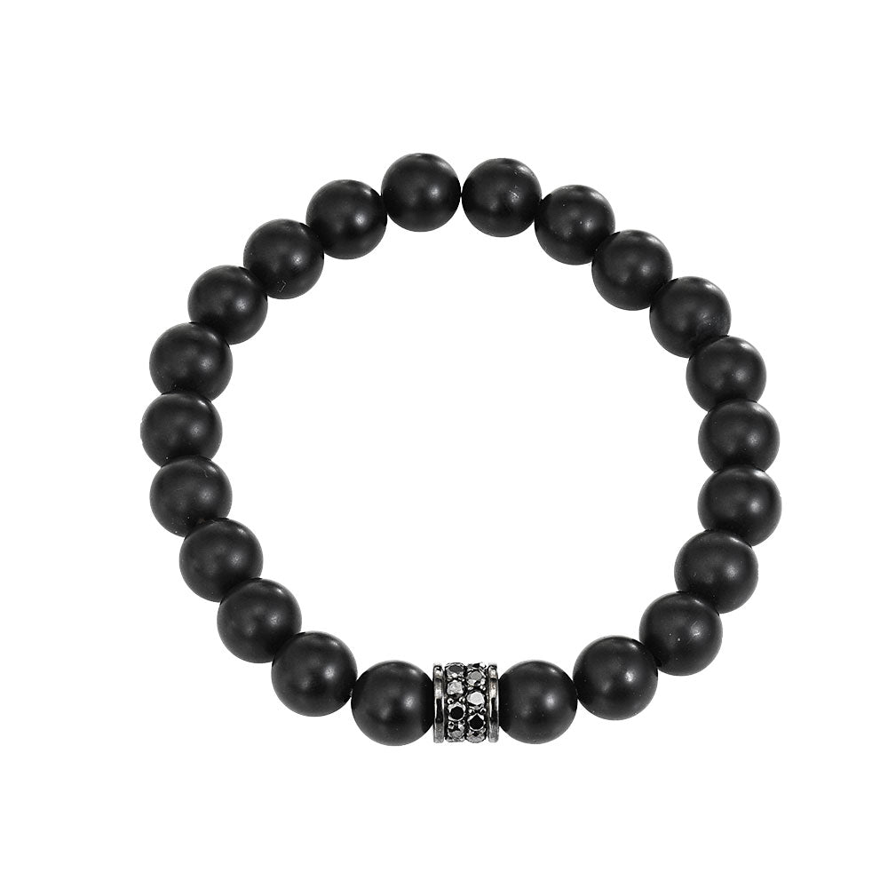 Black Beaded Bracelet With Black Diamonds Rondel