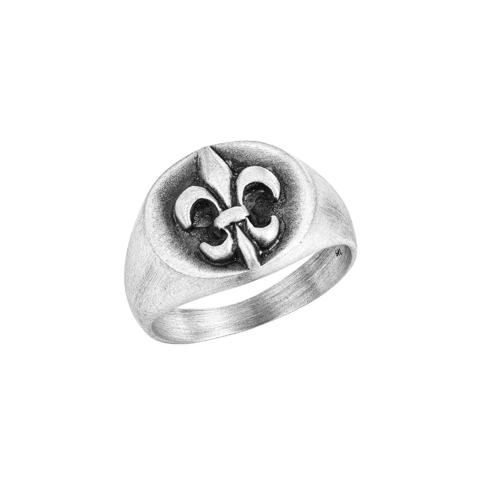 Fleur De Lis Center Bomber Ring